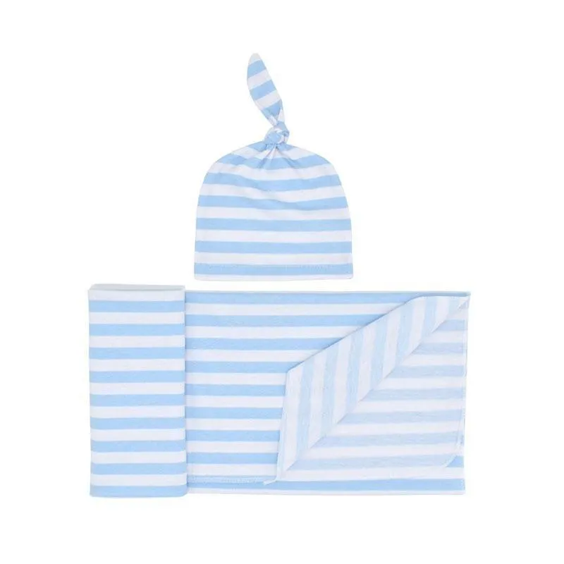 2-piece Stripe Cotton Sleep Bag and Hat Sets for Baby