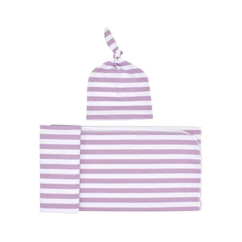 2-piece Stripe Cotton Sleep Bag and Hat Sets for Baby