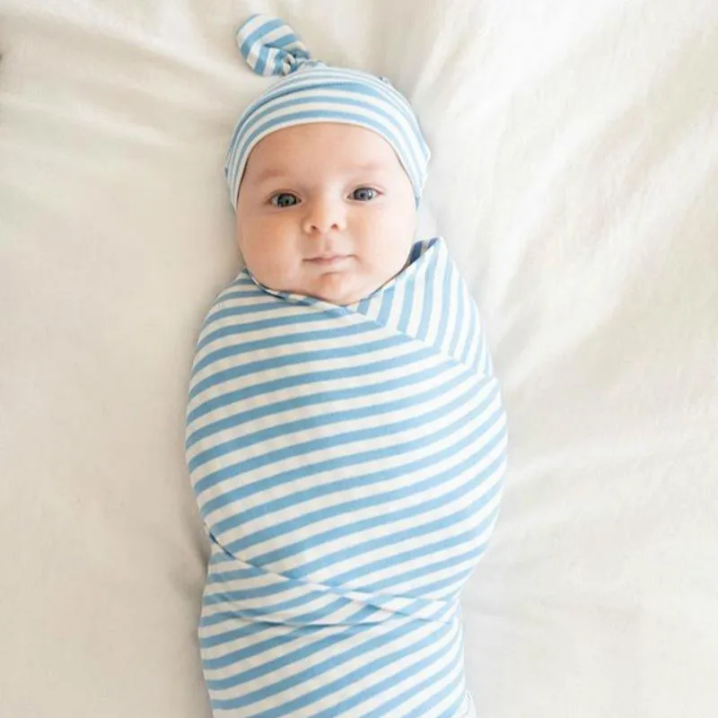 2-piece Stripe Cotton Sleep Bag and Hat Sets for Baby