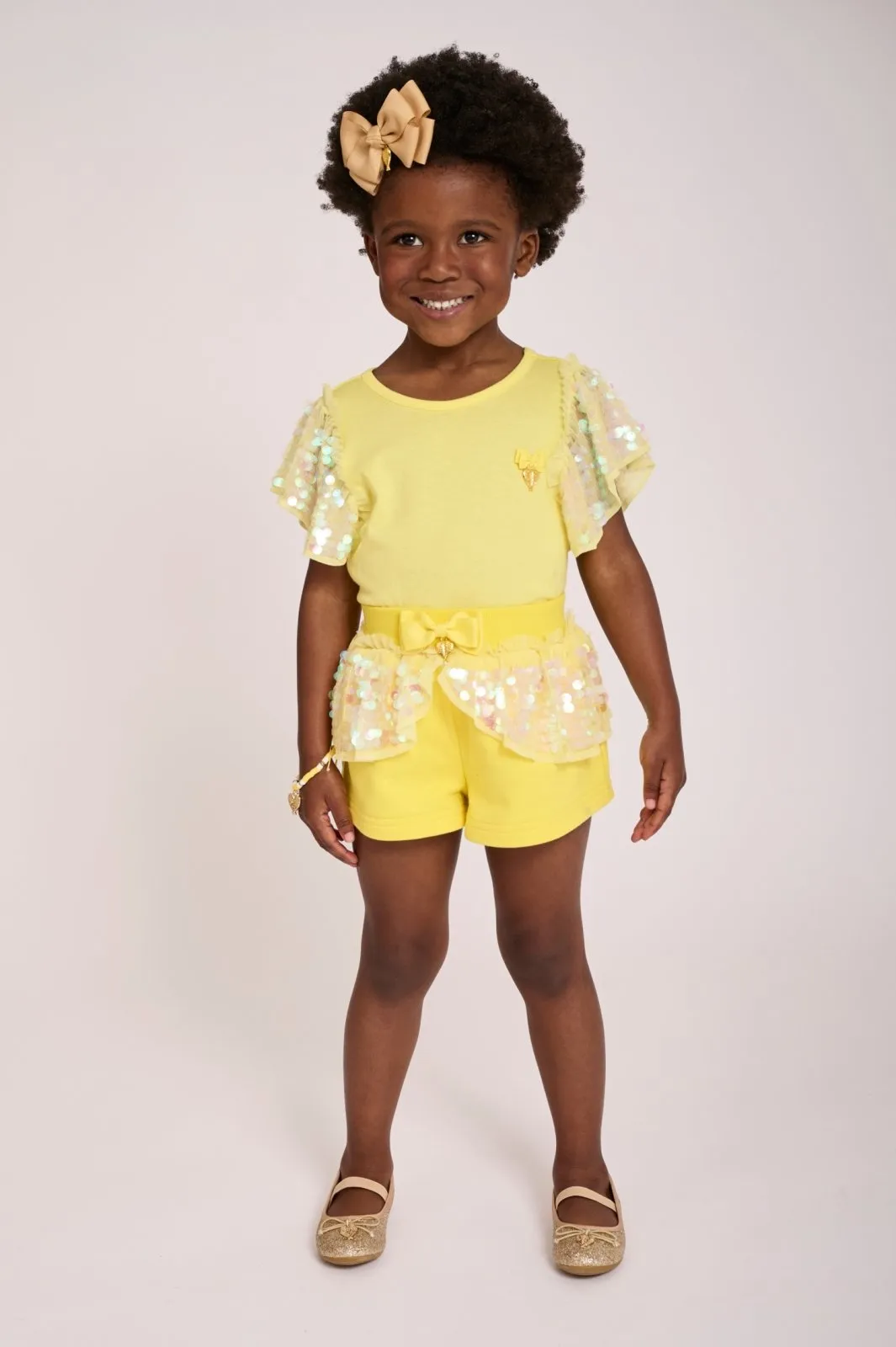 Angel's Face Girls Lindsey LEMON Color Sequin Shorts