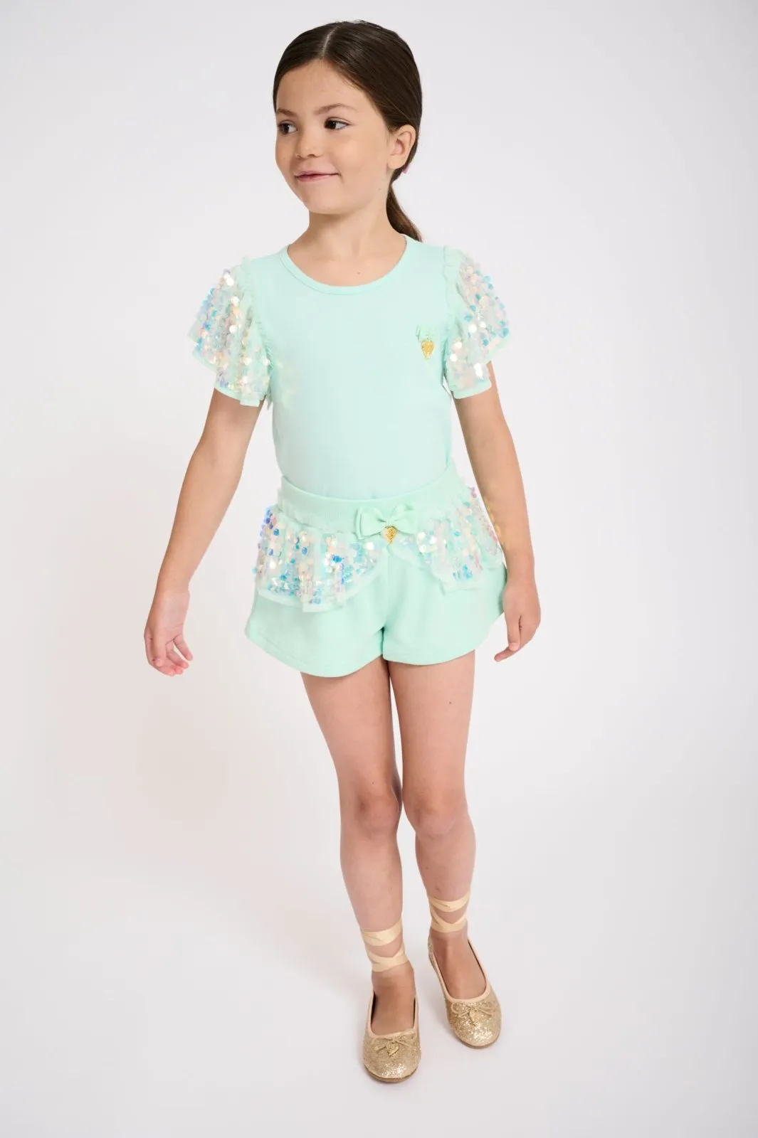 Angel's Face Girls Lindsey PEPPERMINT Sequin Shorts