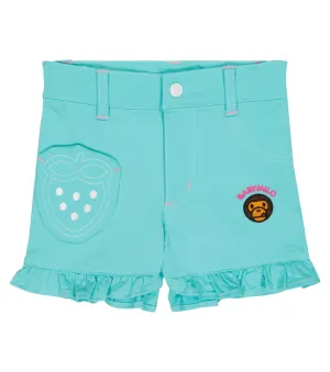 Baby Milo Ruffled BAPE Denim Shorts, Green