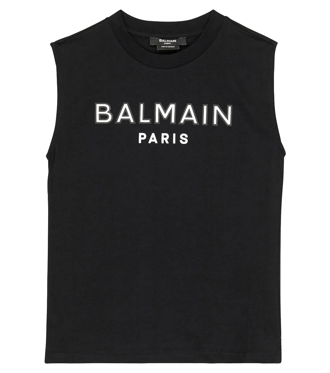 Balmain Logo Cotton Jersey Top, Black