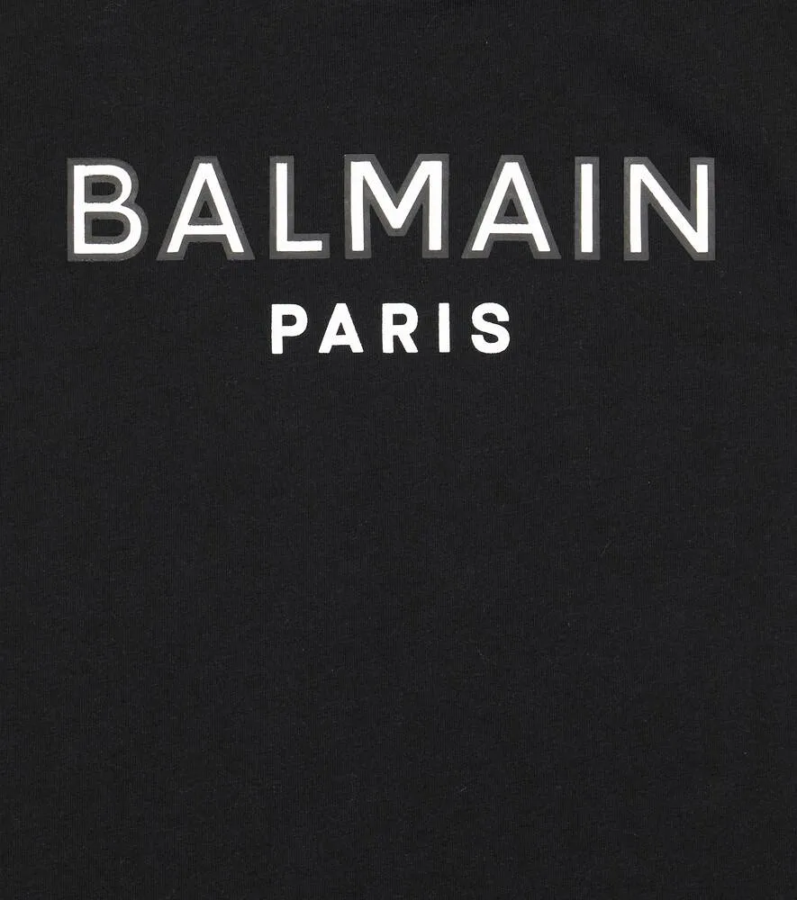 Balmain Logo Cotton Jersey Top, Black