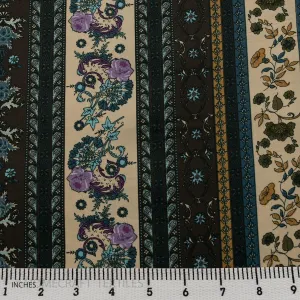 Baroque Floral Stripe Cotton Print