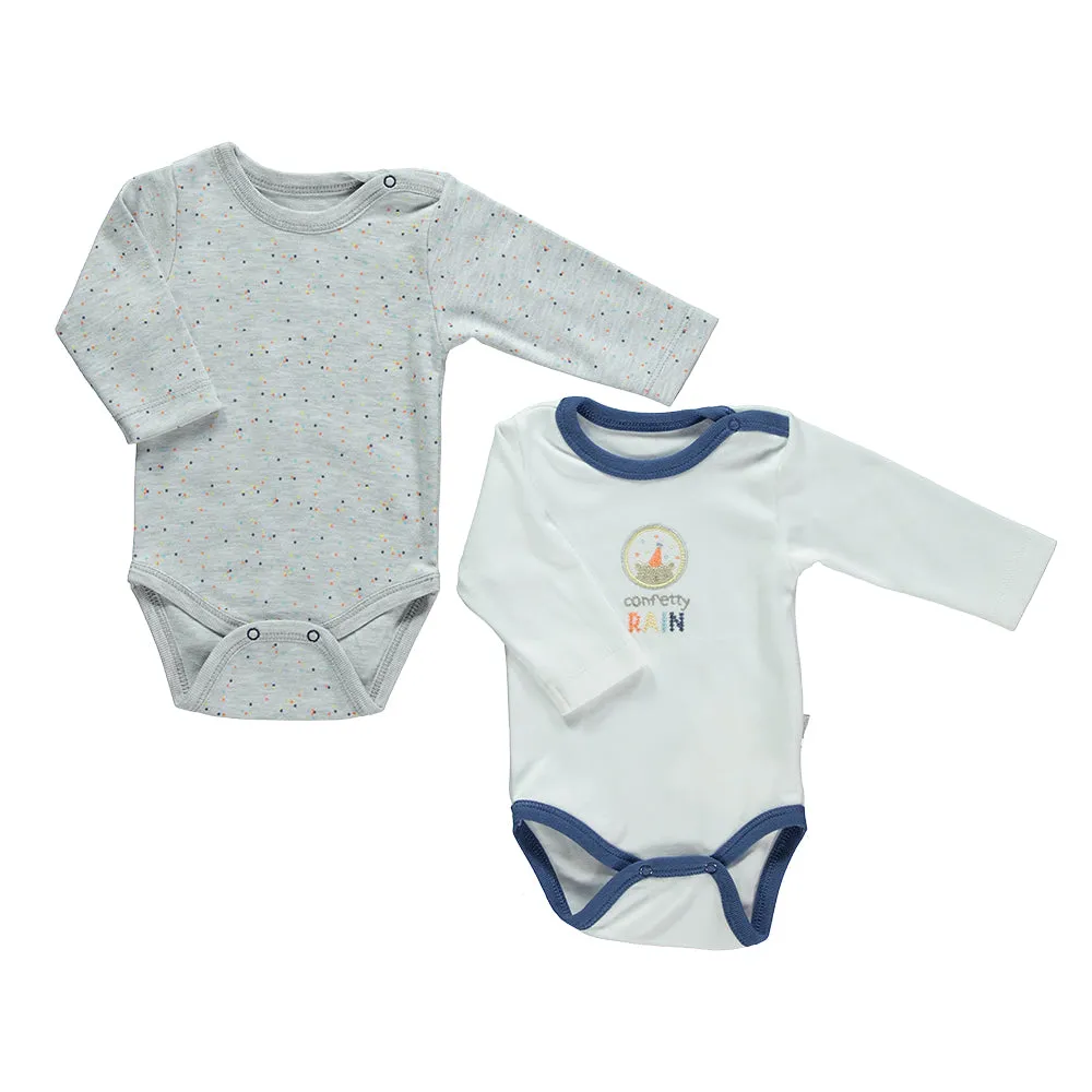 Bebetto Long Sleeve Bodysuits Confetti 2-Pack (0-12mths)