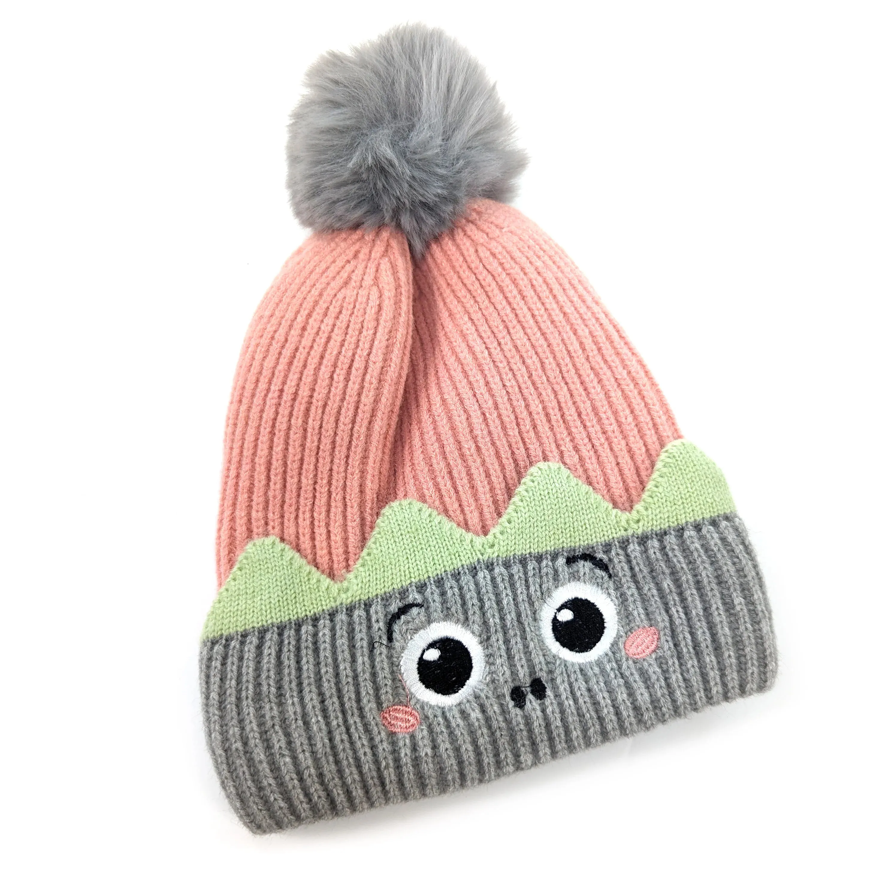 Black Ginger Pink/Grey Children's Monster Bobble Hat - 800-520