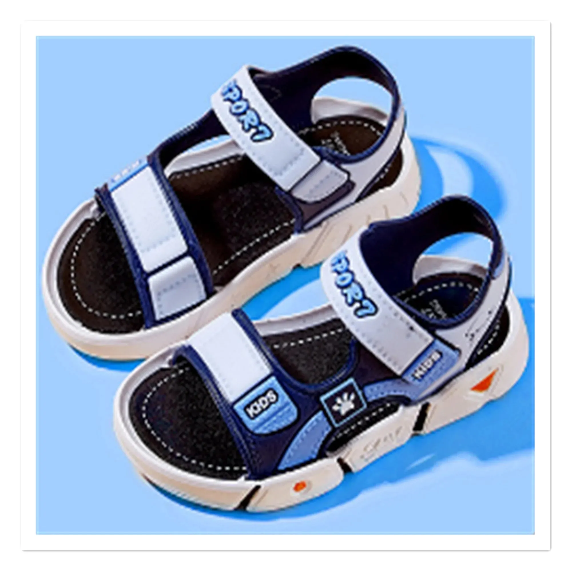 Boys and girls' beach style simple and cool boys' style sandals, students' breathable beach men's sandals, white soles, shoes wi