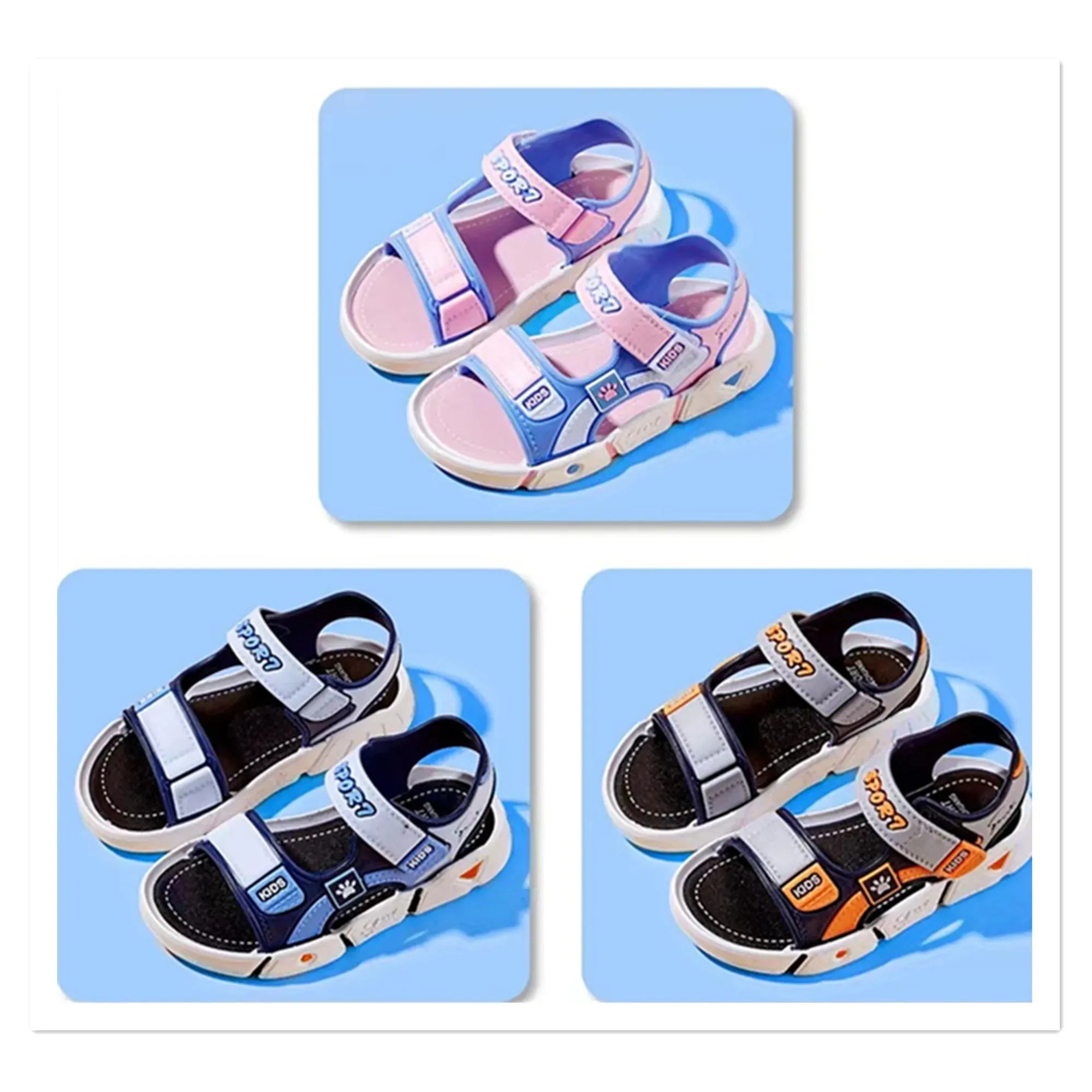 Boys and girls' beach style simple and cool boys' style sandals, students' breathable beach men's sandals, white soles, shoes wi