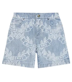 Burberry Oak Leaf Crest Print Denim Shorts, Multicolor