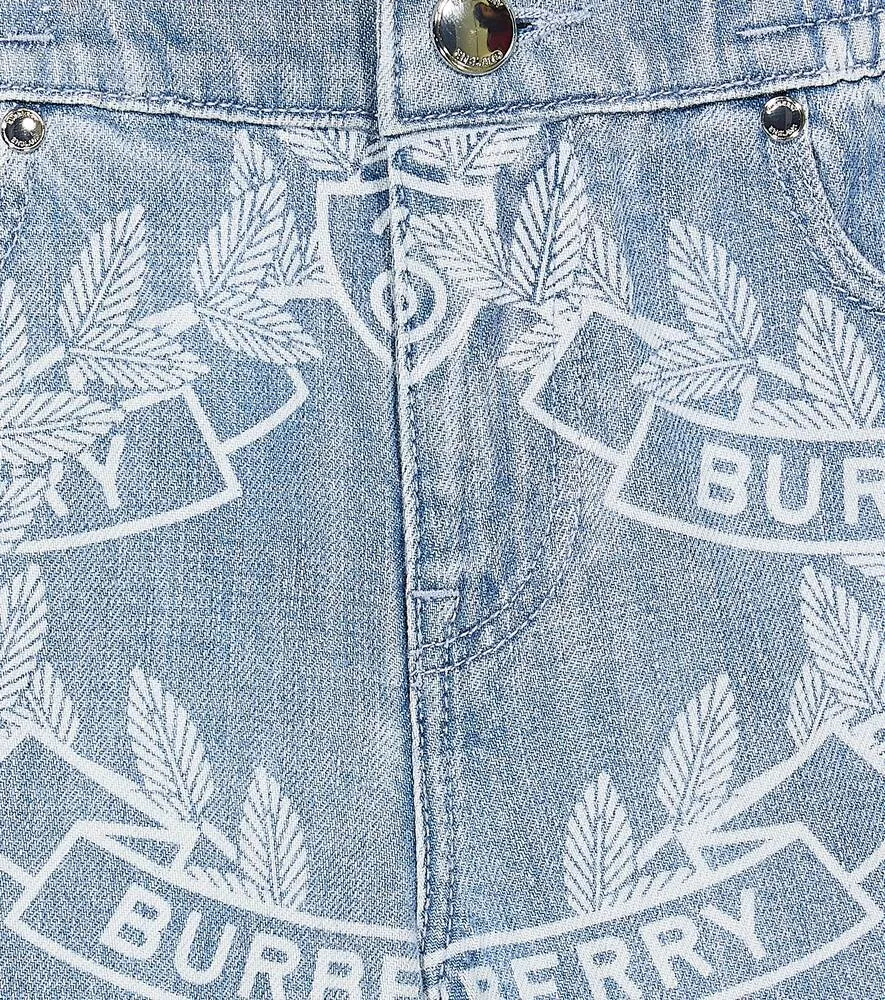 Burberry Oak Leaf Crest Print Denim Shorts, Multicolor