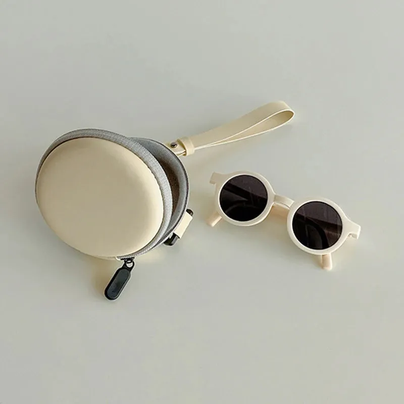 Children's Folding Round Sunglasses with Case