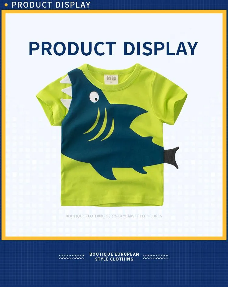 Children's Premium Cotton T-shirt with Shark Pattern