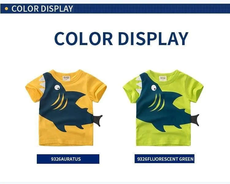 Children's Premium Cotton T-shirt with Shark Pattern