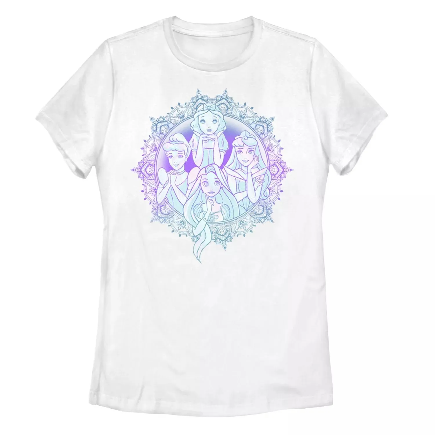 Children's T-shirt with henna design and Disney Princess color border Licensed Character