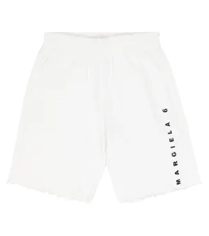 Cotton jersey shorts with MM6 Maison Margiela logo, white