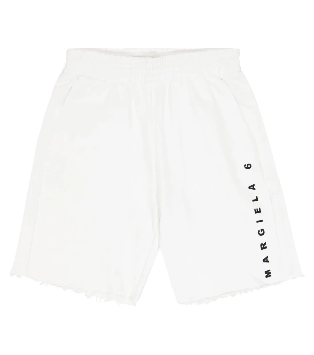 Cotton jersey shorts with MM6 Maison Margiela logo, white