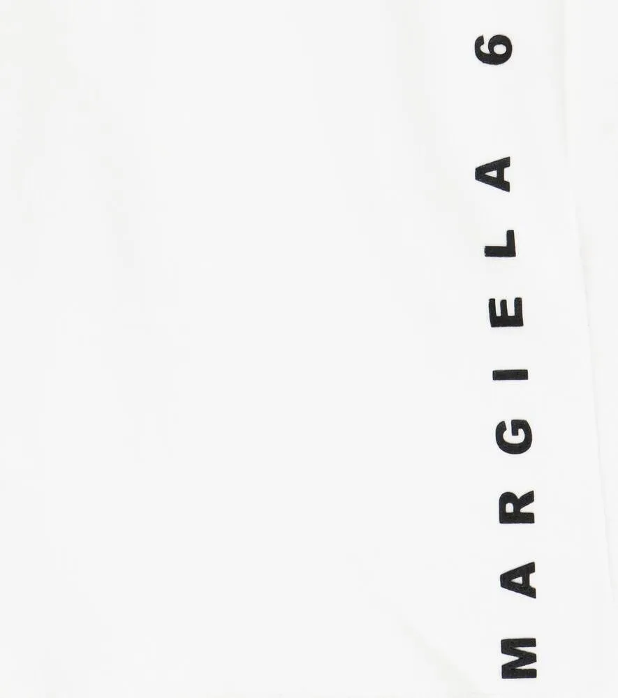 Cotton jersey shorts with MM6 Maison Margiela logo, white