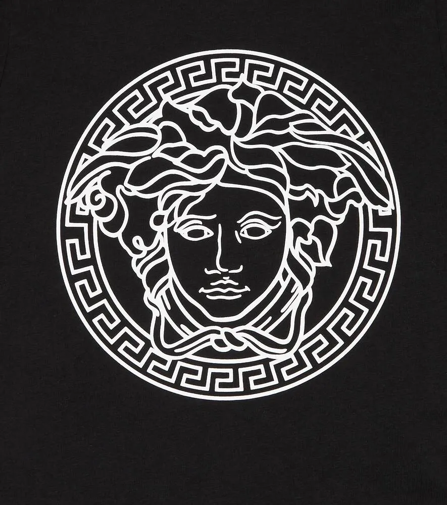 Cotton jersey T-shirt with Medusa Versace decoration, black