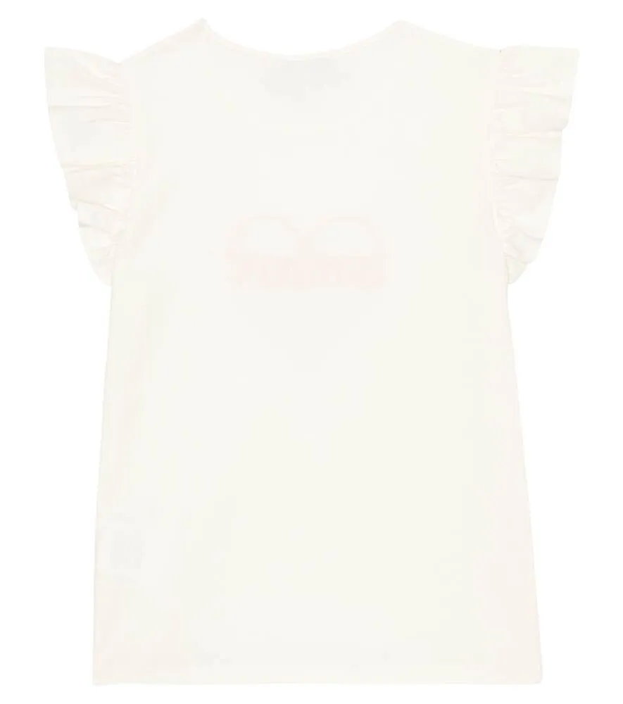 Cotton T-shirt with Tartine et Chocolat embroidery, white