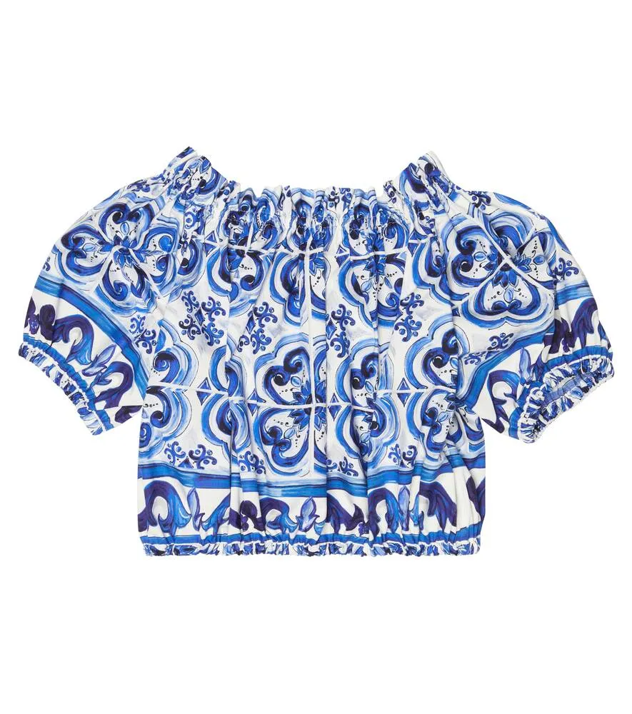 Cotton top with print Dolce&Gabbana, blue