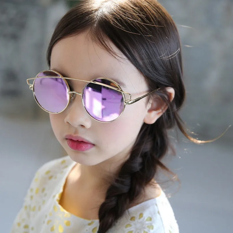 F078 impulse metal children's high quality sunglasses fashion children's sunglasses real film reflective UV400 glasses