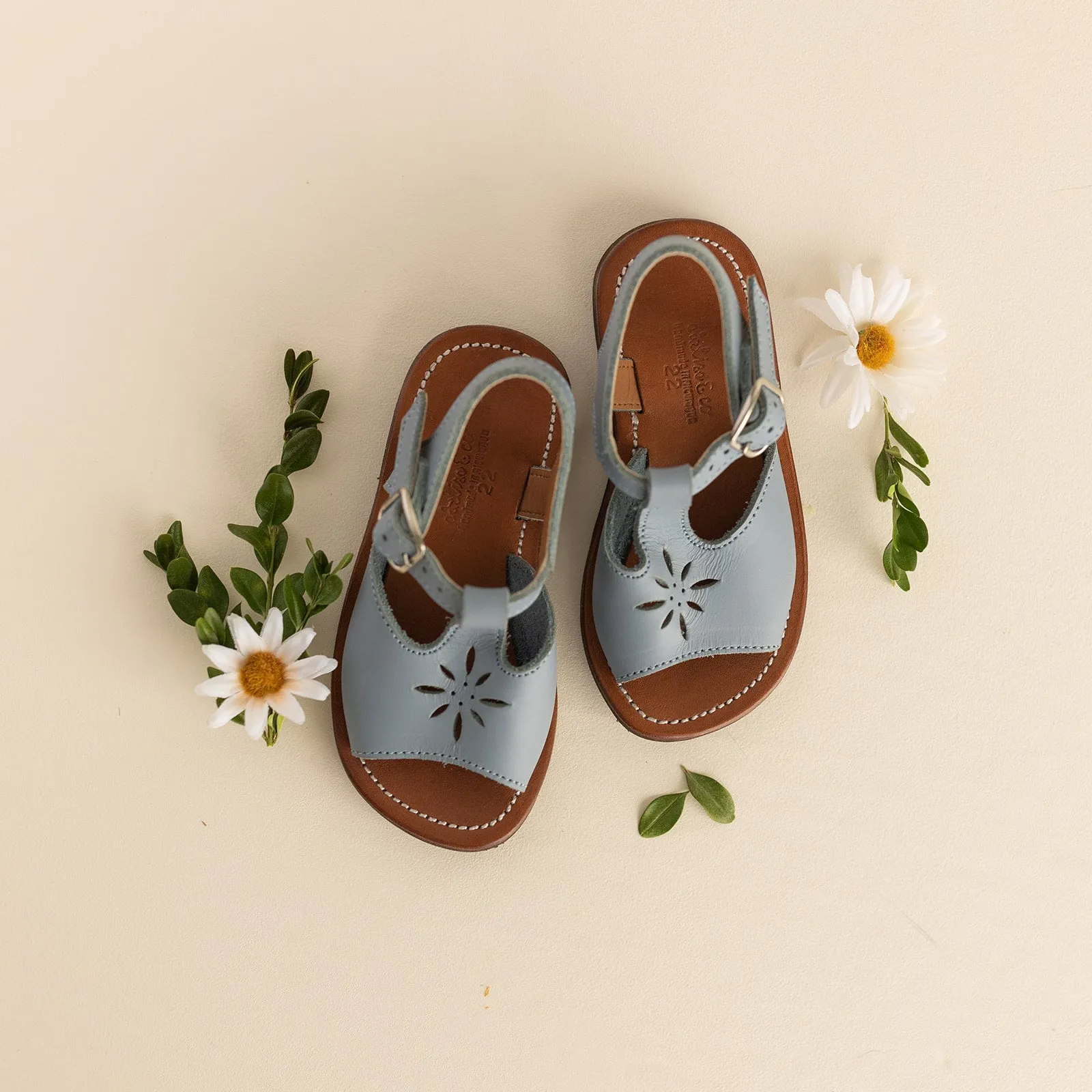 French Blue Estrella {Children's Leather Sandals}