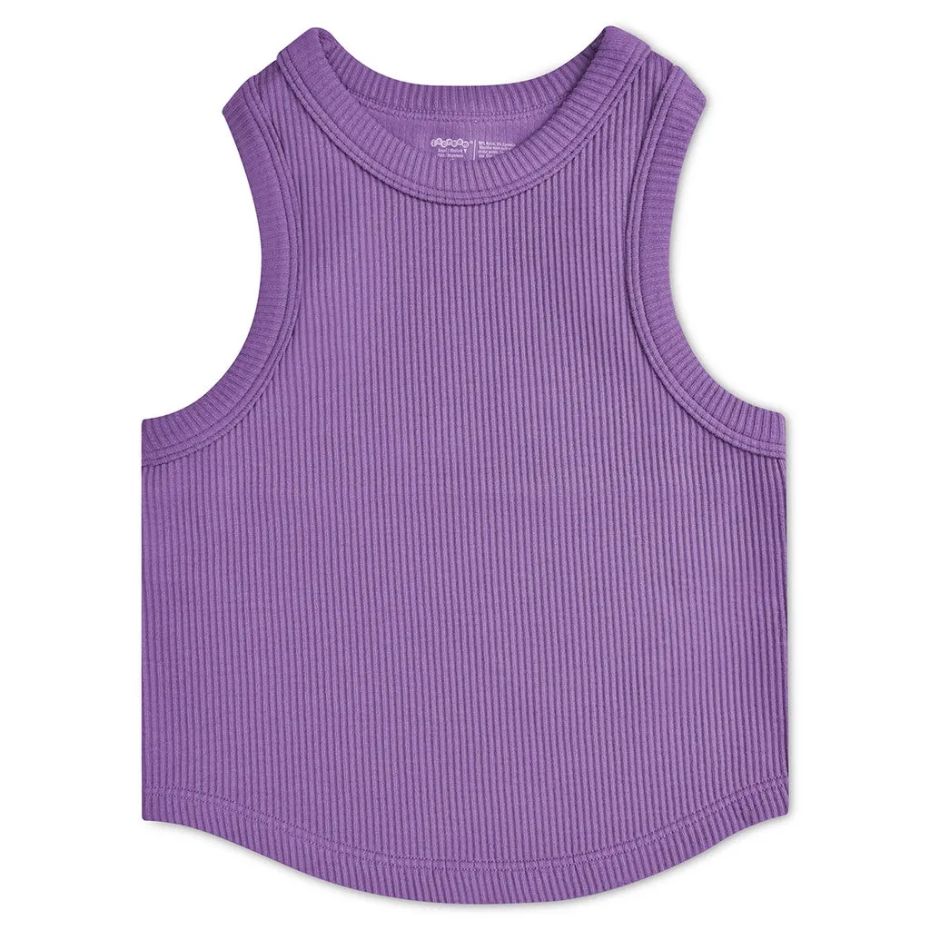 Iscream Cropped Ribbed Racerback Tank Top - Vivid Violet