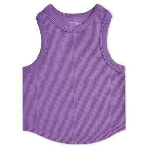 Iscream Cropped Ribbed Racerback Tank Top - Vivid Violet