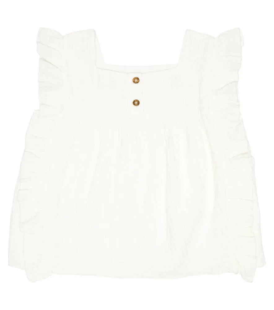 Jaya Louise Misha Embroidered Cotton Top, White