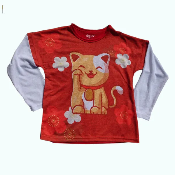 Lucky Cat Long sleeve Kids T-shirt