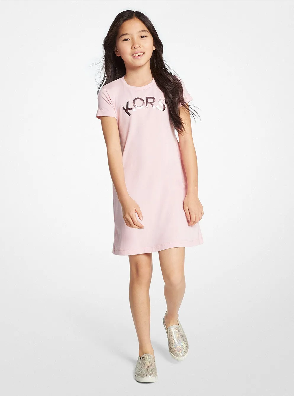 Michael Kors Kids Stretch Cotton Logo T-shirt Dress, Pink