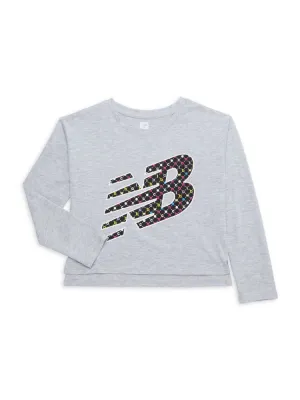 New Balance Girls Graphic Logo T-Shirt - Gray Heather