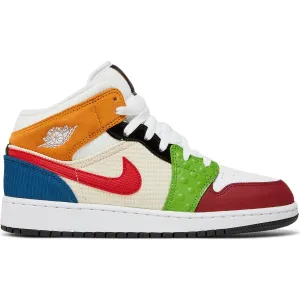 Nike Air Jordan 1 Mid SE GS sneakers, multicolor