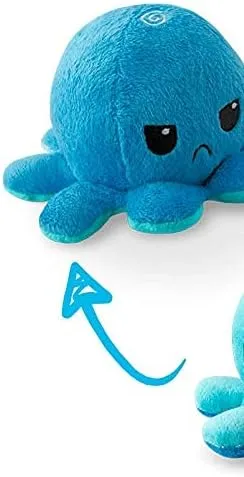 Reversible Octopus Plush, Adorable, Soft Cotton Soft, Double Sided Gift for Kids, Emotional Flap