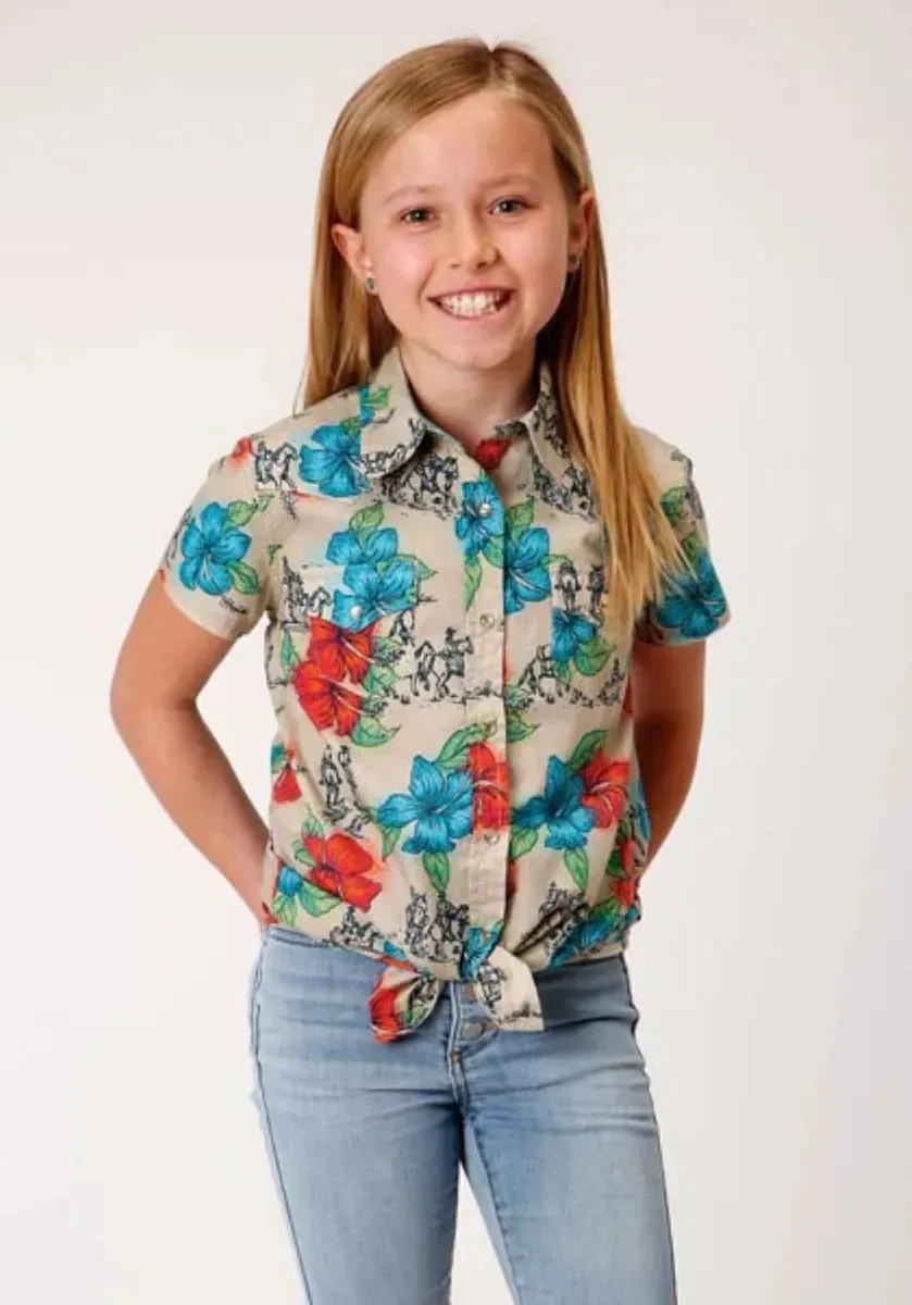 Roper Trail Ride Tropical (Multi) - Girl's Western Snap Shirts