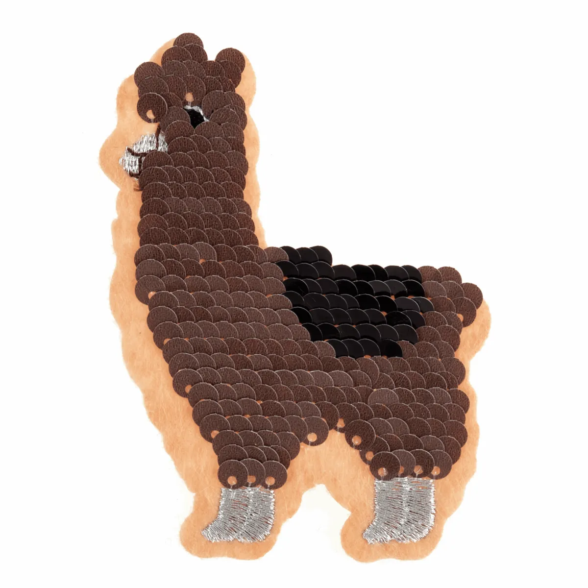 Sequin Llama- Iron -On & Sew-On Patch (Flip Sequin Motif)